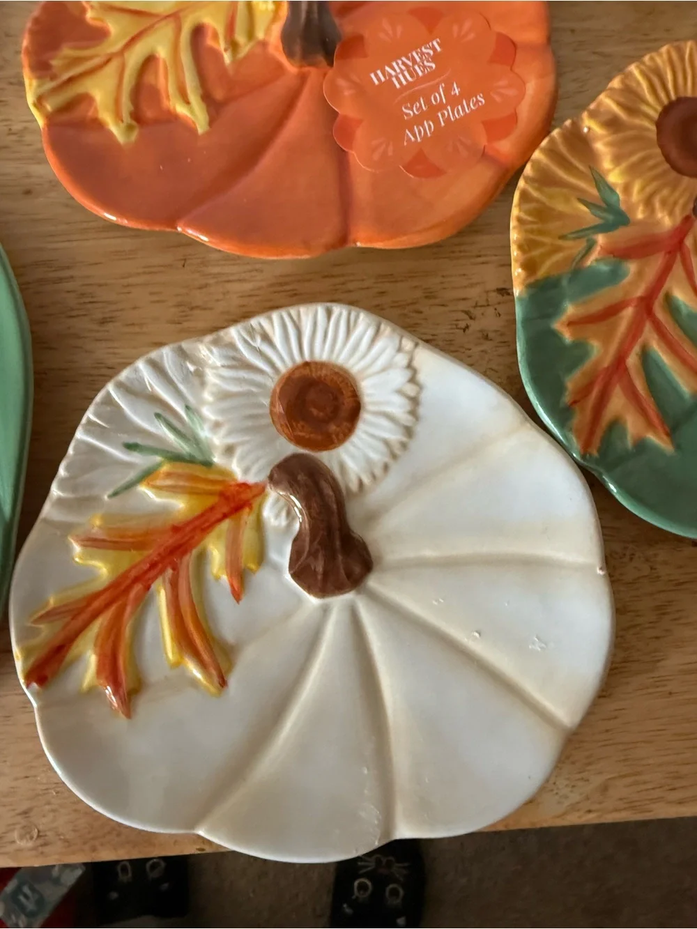 Ceramic Pumpkin Serving Platter and Plates - Autumn Colors